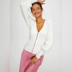 Wilfred Knit Cardigan with Pearl Buttons, Size S